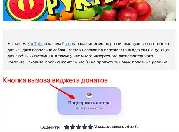 Кнопка виджета в конце статьи